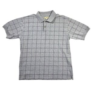 Basic Equipment Mens L Windowpane Check Short Sleeve Polo Shirt Y2k Grunge Punk